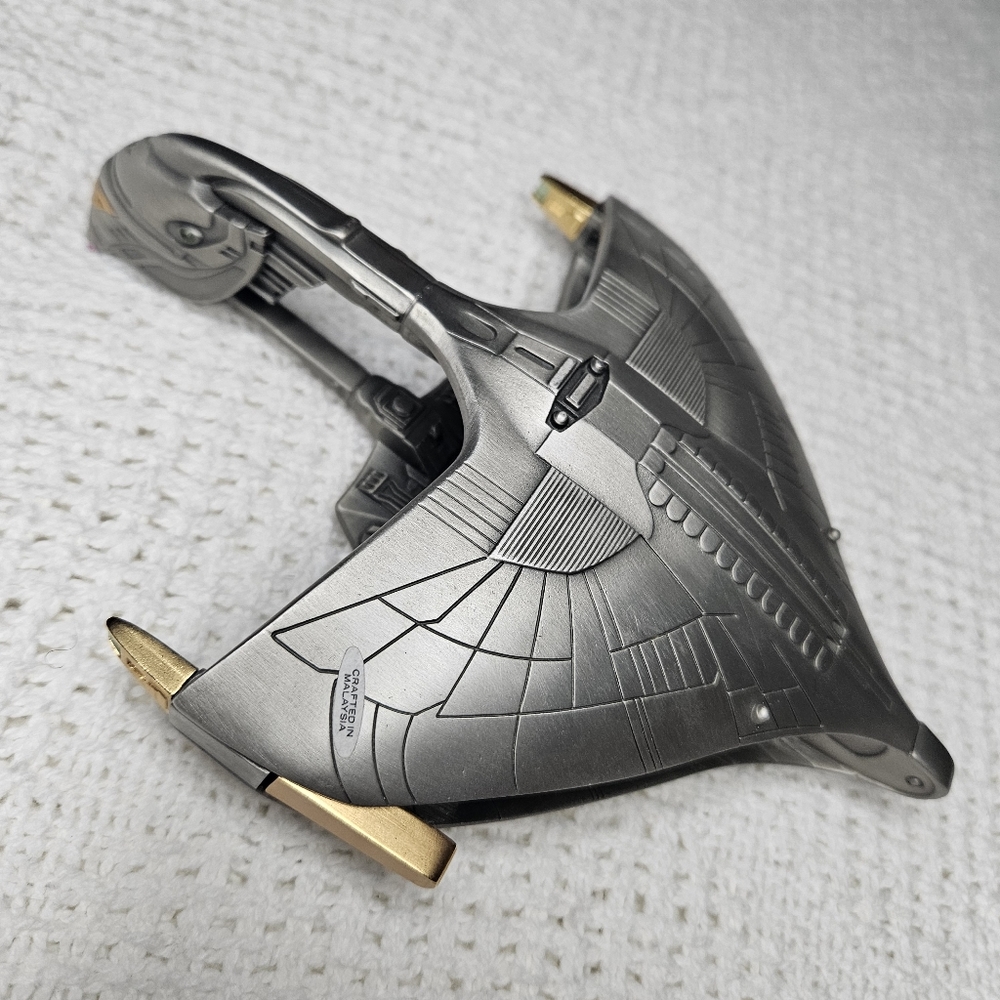 Star Trek Pewter Romulan War Bird Starship 7" Franklin Mint 1991 NO STAND